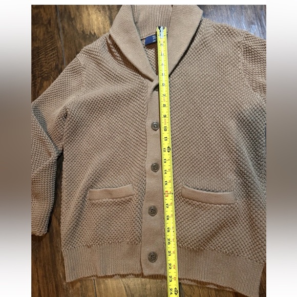 J.Crew Cardigan Sweater Men's L Rust Brown Cotton Shawl Collar Button Waffle - Picture 6 of 7